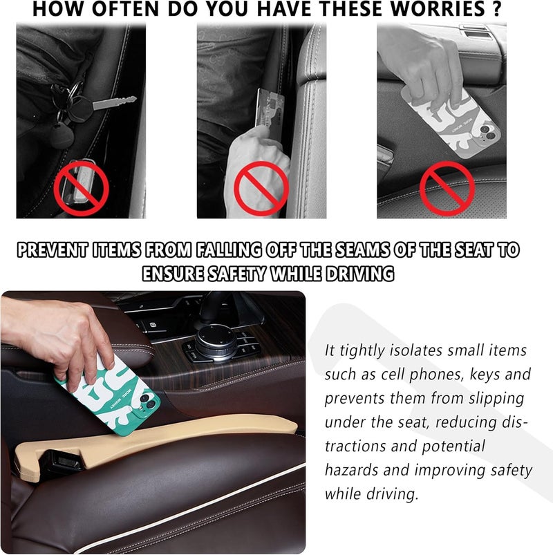 Junecarp Car Seat Gap Filler 2 Pack,Flexible Car Gap Filler Organizer to Impede Items from Dropping,Essential Interior Car Accessories Seat Gap Plug Perfectly Fits Car Gap (Beige) - Image 5